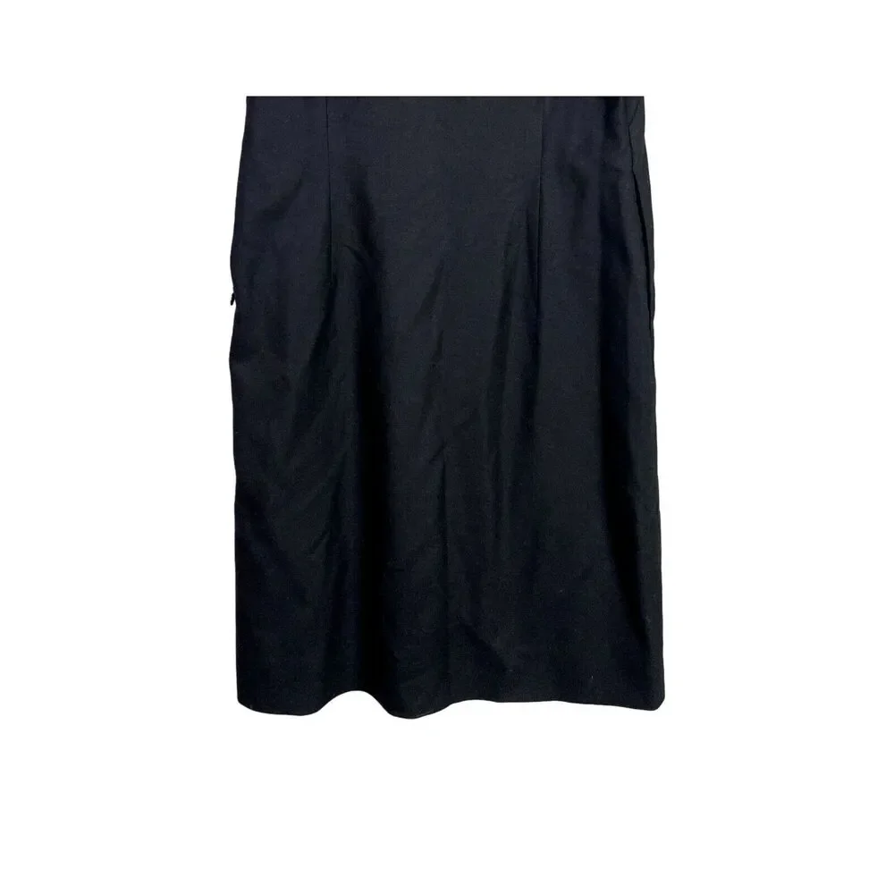 J. Crew Madeline Ruffle Collar Wool Short Sleeve Dress Pockets Side Zip 2 Black
